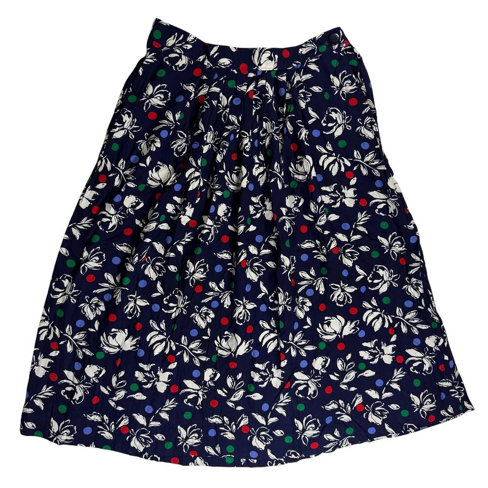 Vintage 80s Women's 6 Pendleton Miss Sophisticates Floral Polka Dot Skirt